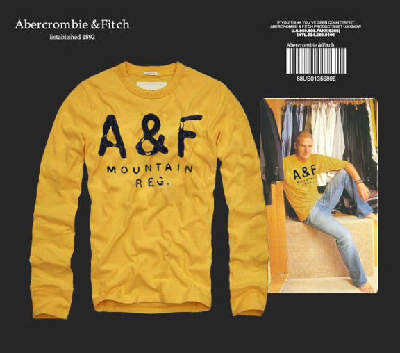 Abercrombie Fitch Hombres De Cuello Redondo Con Gente Fotos Largo Remera AF6157